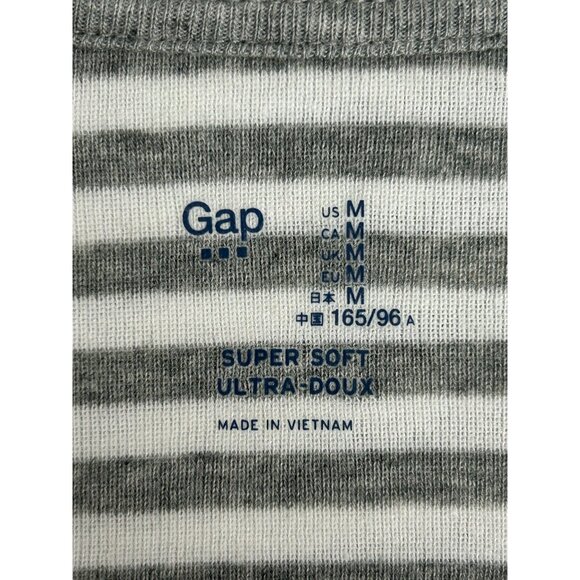 Gap Women's Stripe Super Soft Boat Neck Long Sleeve Top in Gray/White - Sz M - Picture 3 of 5